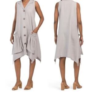 For Cynthia Women's‎ Linen Blend Lagenlook Sleeveless Art to Wear Dress Size S